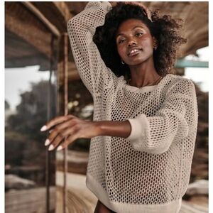 Summersalt Open Knit Crewneck Cotton Sweater